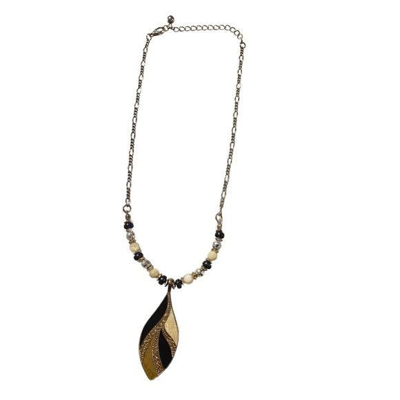 Vintage Jewelry - VTG Goldtone and Black Necklace | Maximalist Style